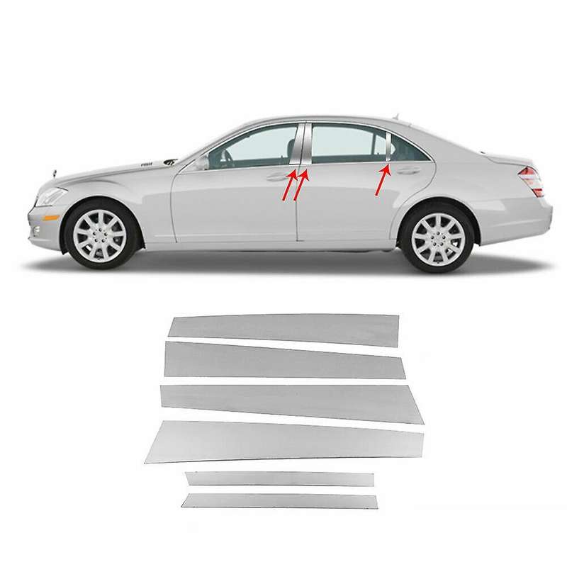 6 Pcs Car Window B Pillar Trim for S-Class W221 2007-2013