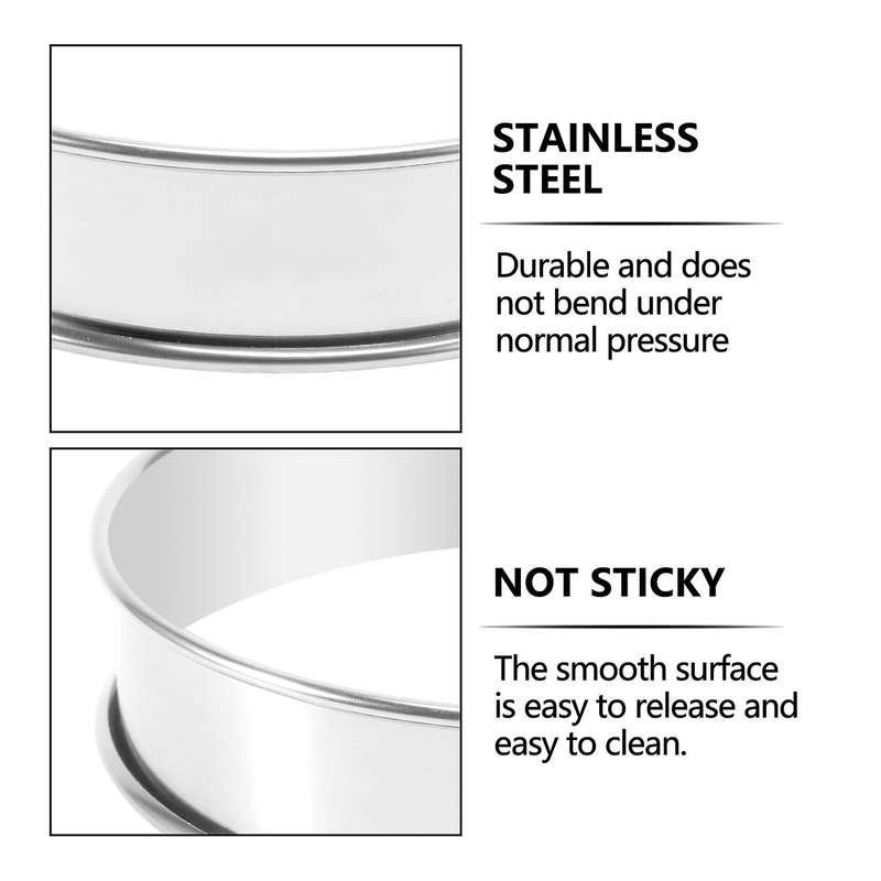 6 PCS Cooking Round Cake Ring Mold, Stainless Steel Muffin Tart Rings, Metal Molds Double Rolled Cru