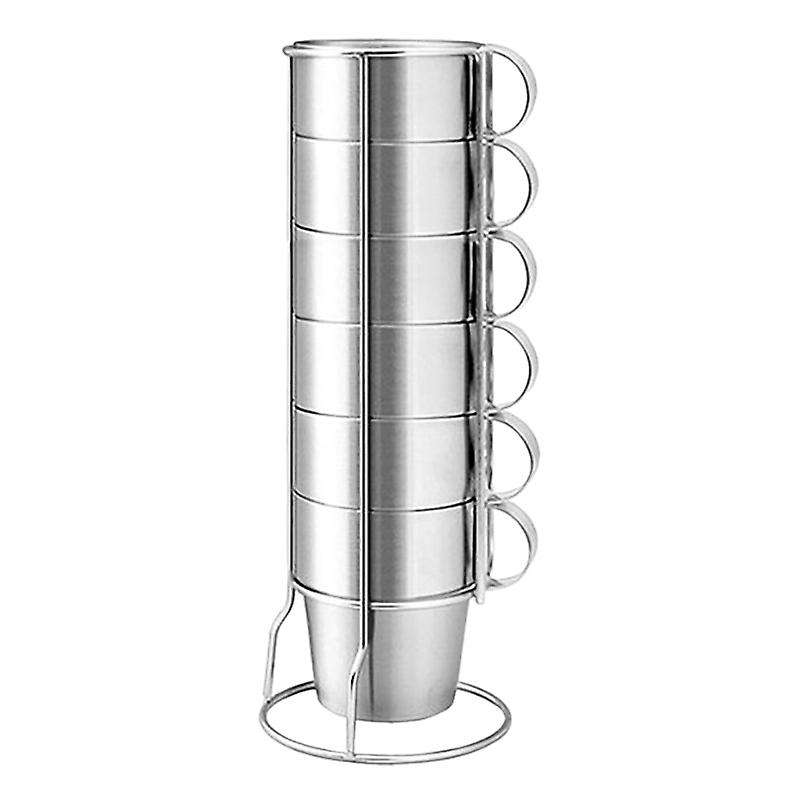6 PCS Coffee Mug Double Wall Vacuum Camping Cup for Beer Juice Wine Tea Coffee Water with Cup Holder