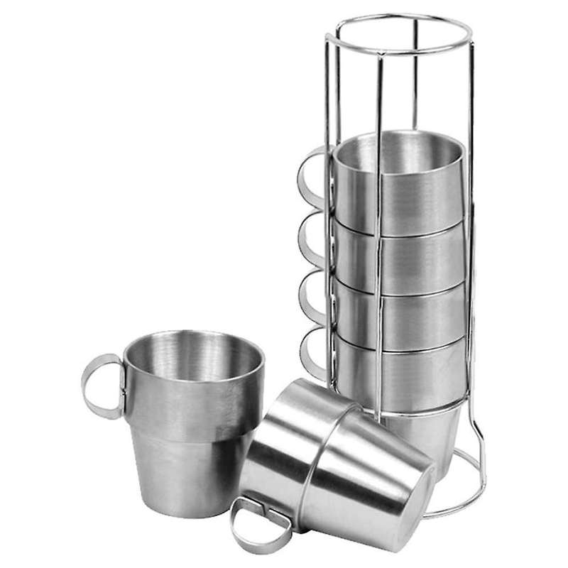 6 PCS Coffee Mug Double Wall Vacuum Camping Cup for Beer Juice Wine Tea Coffee Water with Cup Holder