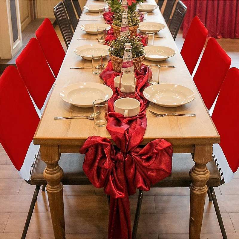 6 Pcs Christmas Chair Covers Santa Hat Chair Covers for Dining Room Holiday Christmas Decorations R