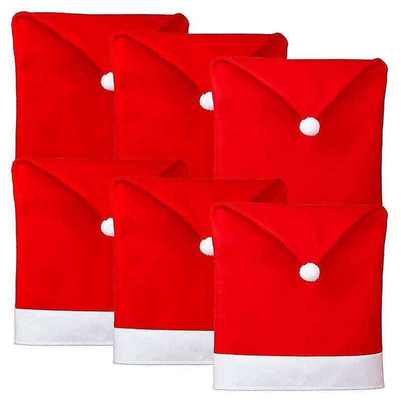 6 Pcs Christmas Chair Covers Santa Hat Chair Covers for Dining Room Holiday Christmas Decorations R