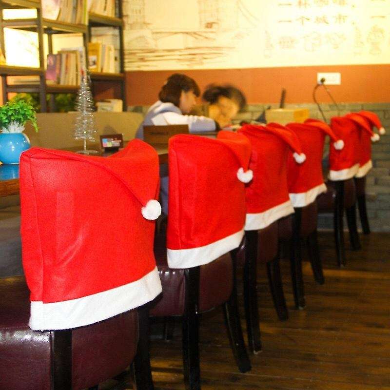 6 Pcs Christmas Chair Covers Santa Hat Chair Covers for Dining Room Holiday Christmas Decorations R