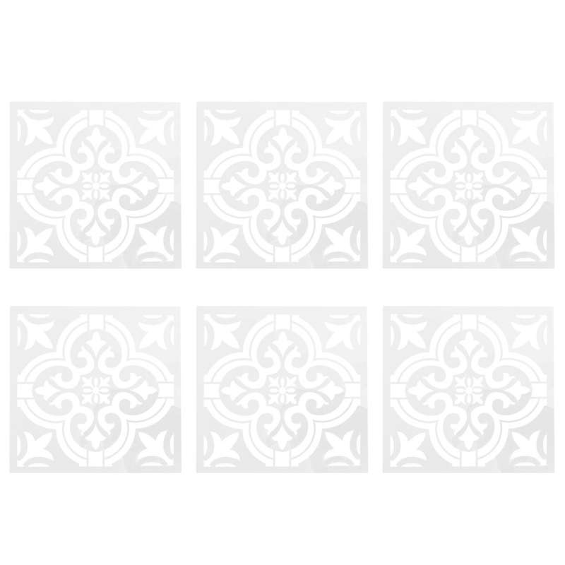 6 Pcs Diy Painting 30x30cm Vintage Flower Pattern Stencils Template for Tile Wall Floor Furniture P