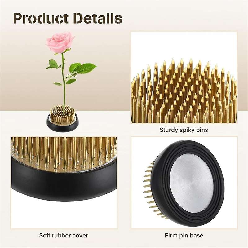 6 PCS Flower Frogs, 2.1 Inches Round Brass Flower Holders, Japanese Ikebana Vase Floral Frogs, Flow