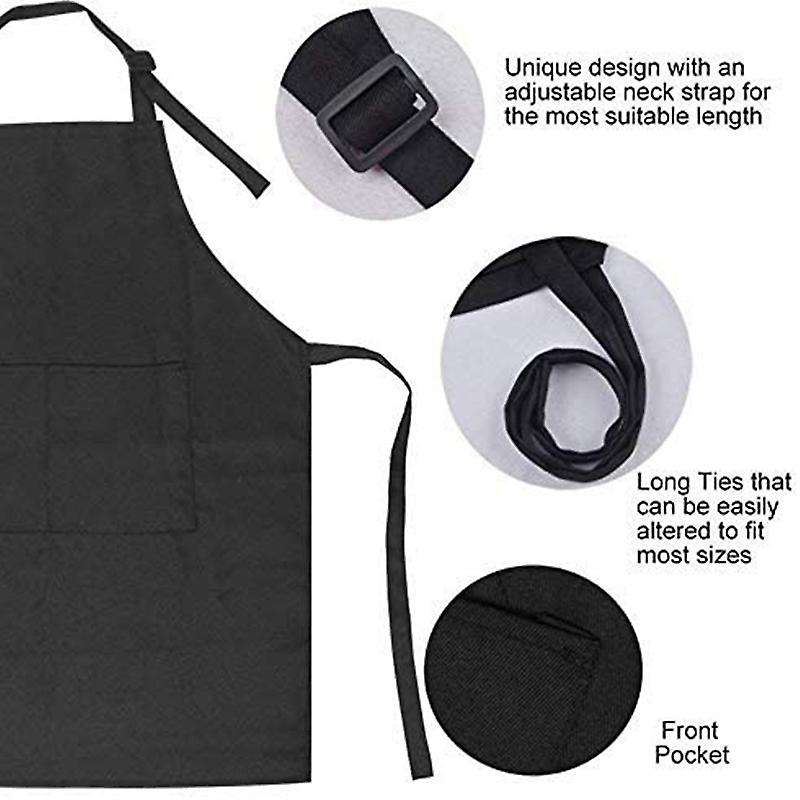 6 Pcs Kids Aprons and Hats Set Children Chef Aprons for Cooking Baking Painting Aprons White + Blac