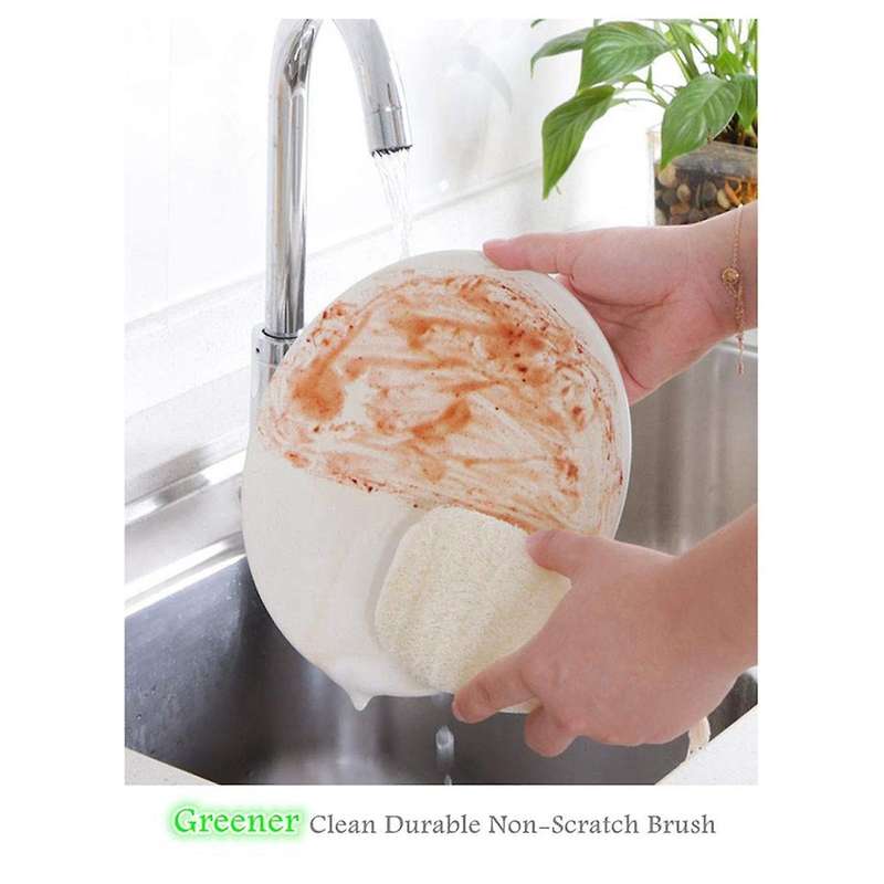 6 Pcs Kitchen Loofah Sponge, Eco Friendly Clean Durable Non-scratch Brush, Made From Plant-based Fi