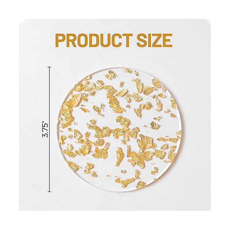 6 Pcs Gold Foil Acrylic Coasters with Holder,coaster Set for Tabletop Protection Bar Home Kitchen De