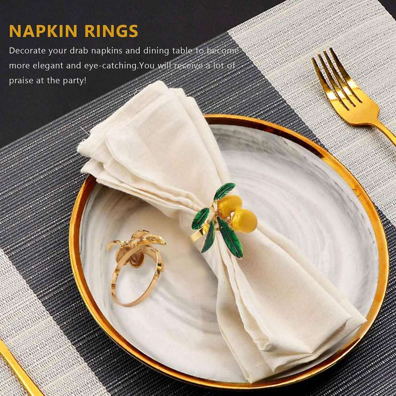 6 PCS Lemon Napkin Ring Napkin Ring Table Decoration Gold