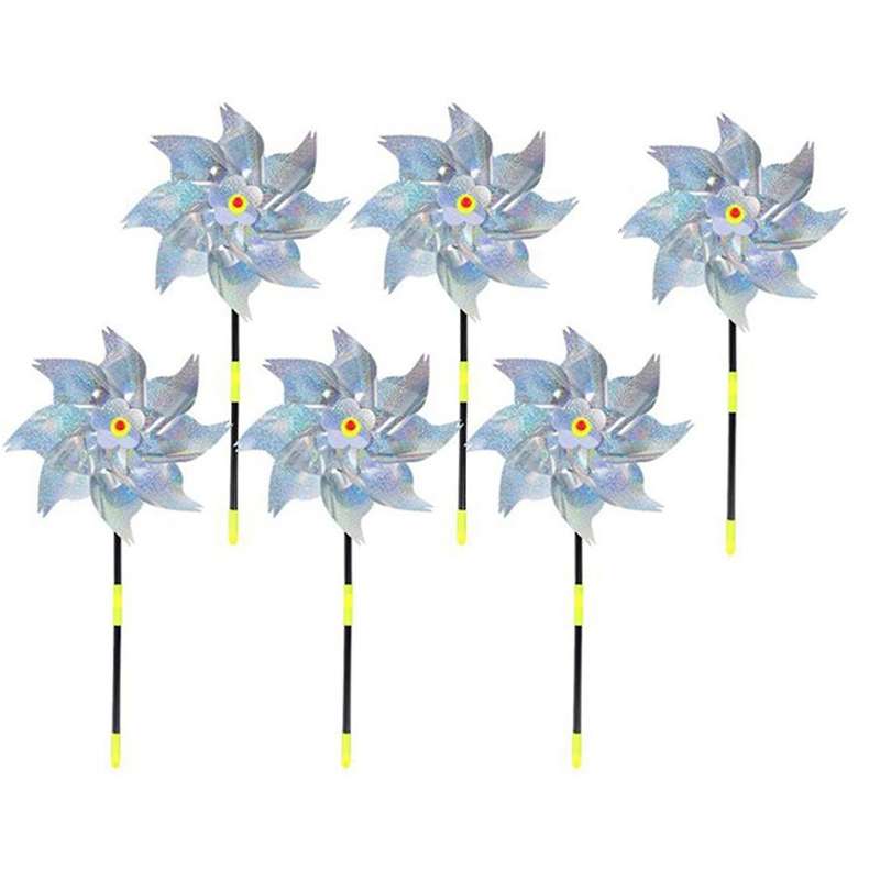 6 PCS Pinwheels Bird Repellent,Reflective Windmill,Orchard Bird Repellent,Bird Repeller,Balcony Gard