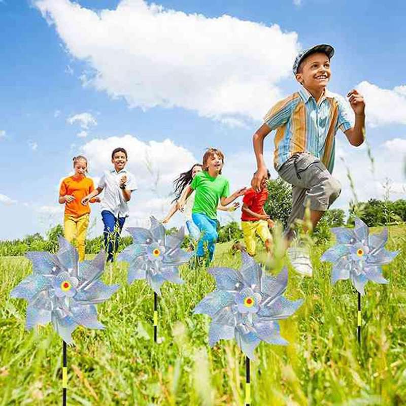 6 PCS Pinwheels Bird Repellent,Reflective Windmill,Orchard Bird Repellent,Bird Repeller,Balcony Gard