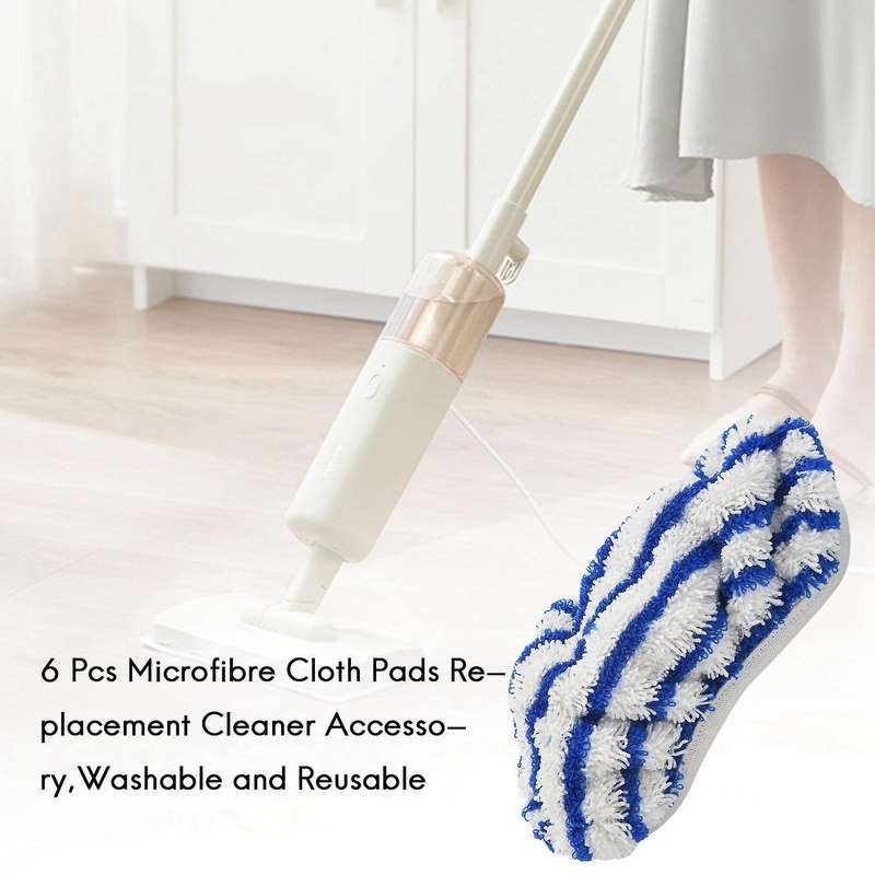 6 Pcs Microfibre Cloth Pads Replacement for Rowenta Clean&Steam ZR005801 Cleaner Accessory,Washable