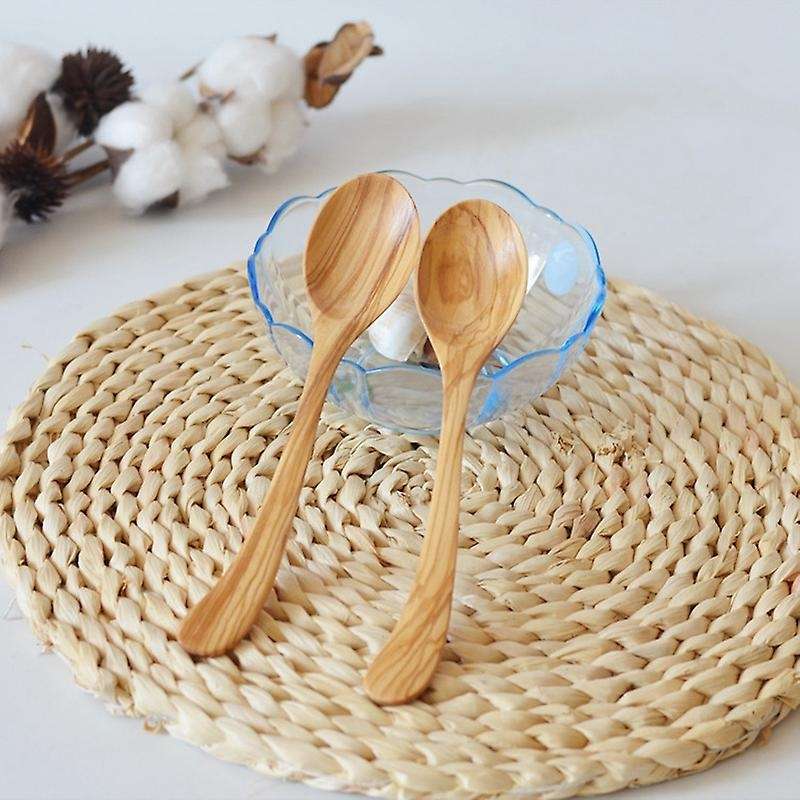 6 Pcs Olive Wood Spoon Set Wooden Spoons Soup Spoons Coffee Tea Stirring Serving Utensils for Kitche