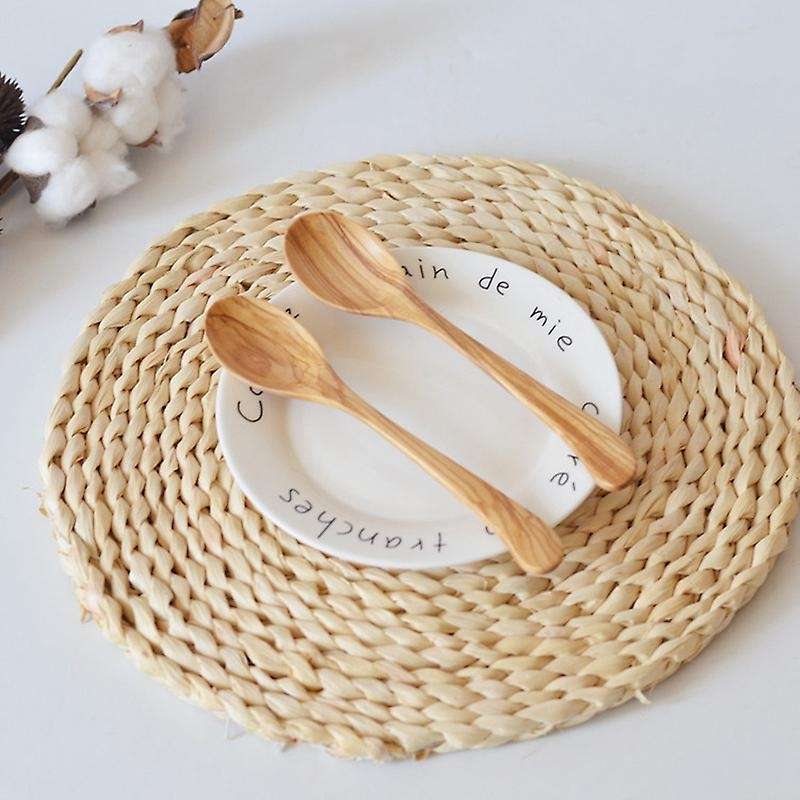 6 Pcs Olive Wood Spoon Set Wooden Spoons Soup Spoons Coffee Tea Stirring Serving Utensils for Kitche
