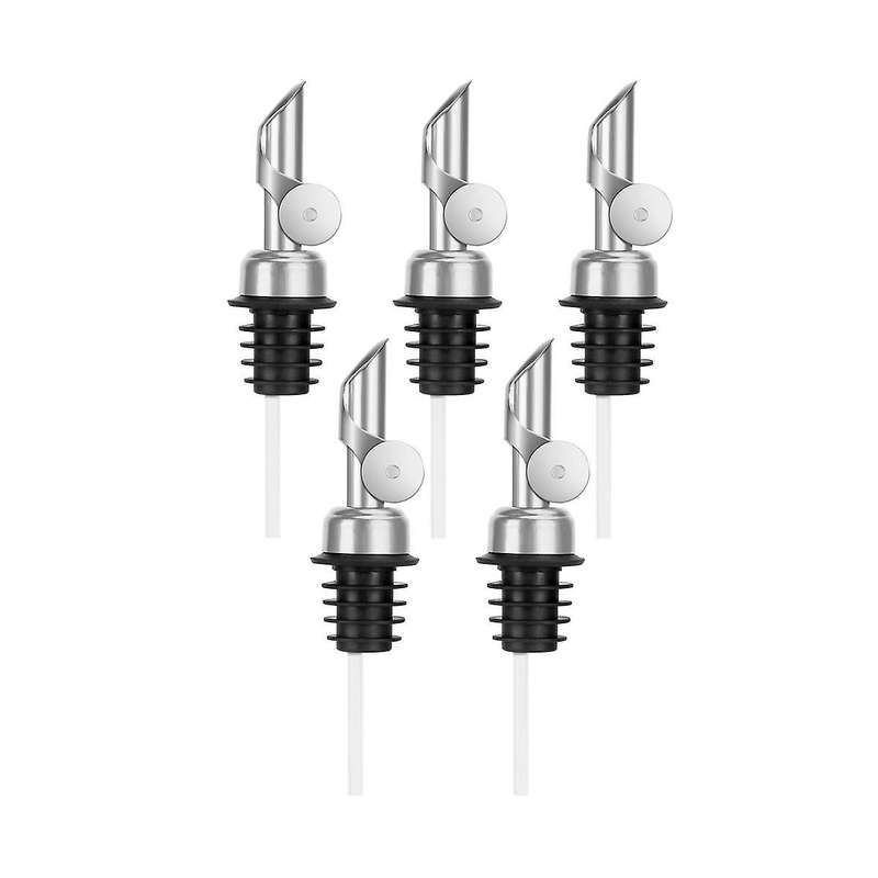 6 Pcs Liquor Pourers, Weighted Stainless Steel Pourer Spouts, Auto Flip Olive Oil Dispenser Spout