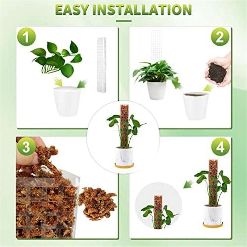 6 Pcs Plastic Moss Pole for Plants Monstera, Plant Poles for Climbing Plants, Plant Support for Indo