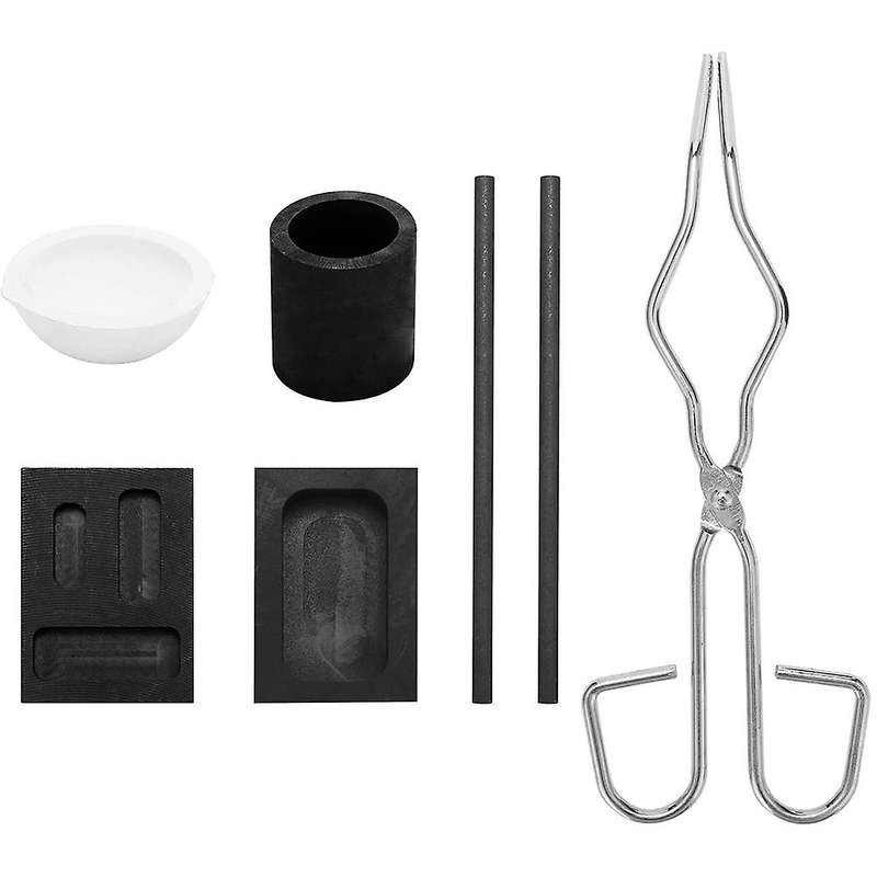 6 Pcs Torch Melting Silver Graphite Crucible Kit Graphite Crucible Ingot Mold Casting Tools Square G