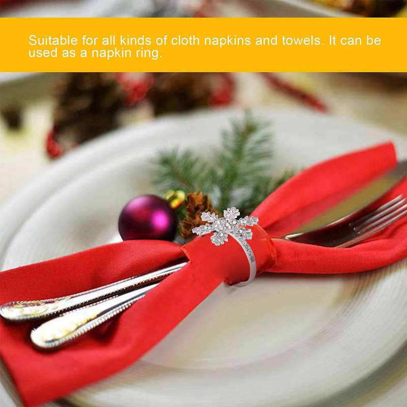6 Pcs Snowflake Napkin Rings Set Napkin Holder Adornment Exquisite Household Napkins Rings Set for
