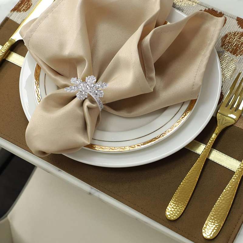 6 Pcs Snowflake Napkin Rings Set Napkin Holder Adornment Exquisite Household Napkins Rings Set for
