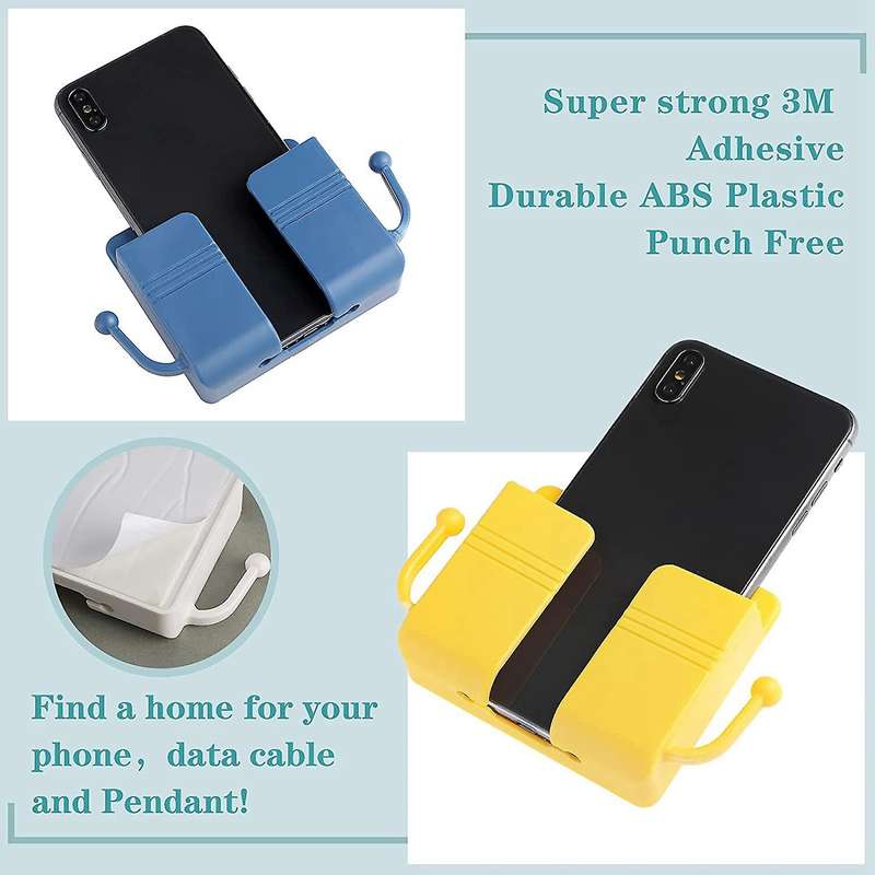 6 PCS Wall Phone Holder Wall Mount Self-Adhesive Cell Phone Charging Brackets Remote Control Holders