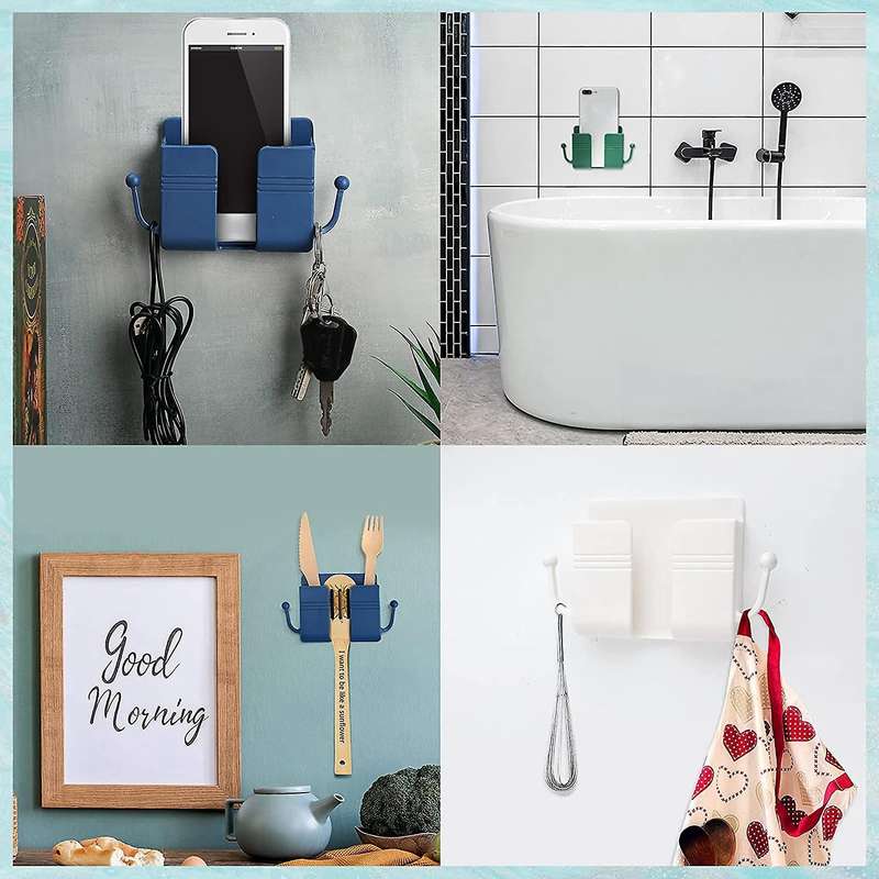 6 PCS Wall Phone Holder Wall Mount Self-Adhesive Cell Phone Charging Brackets Remote Control Holders