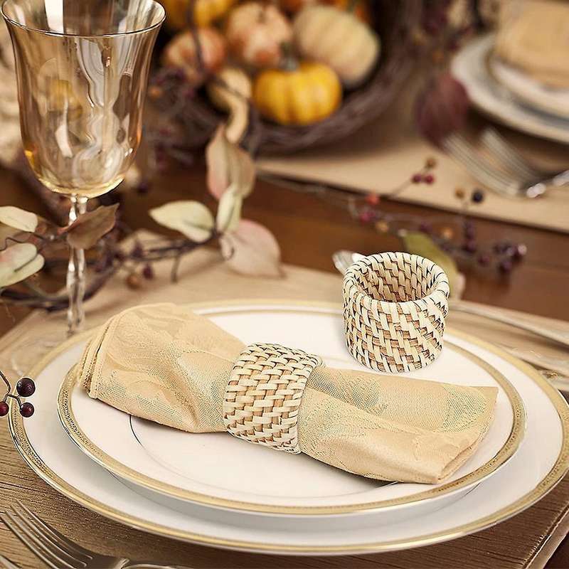 6 Pcs Woven Napkin Rings,Handmade Rattan Napkin Rings,Napkin Buckle Holder Handicraft Wedding Decor