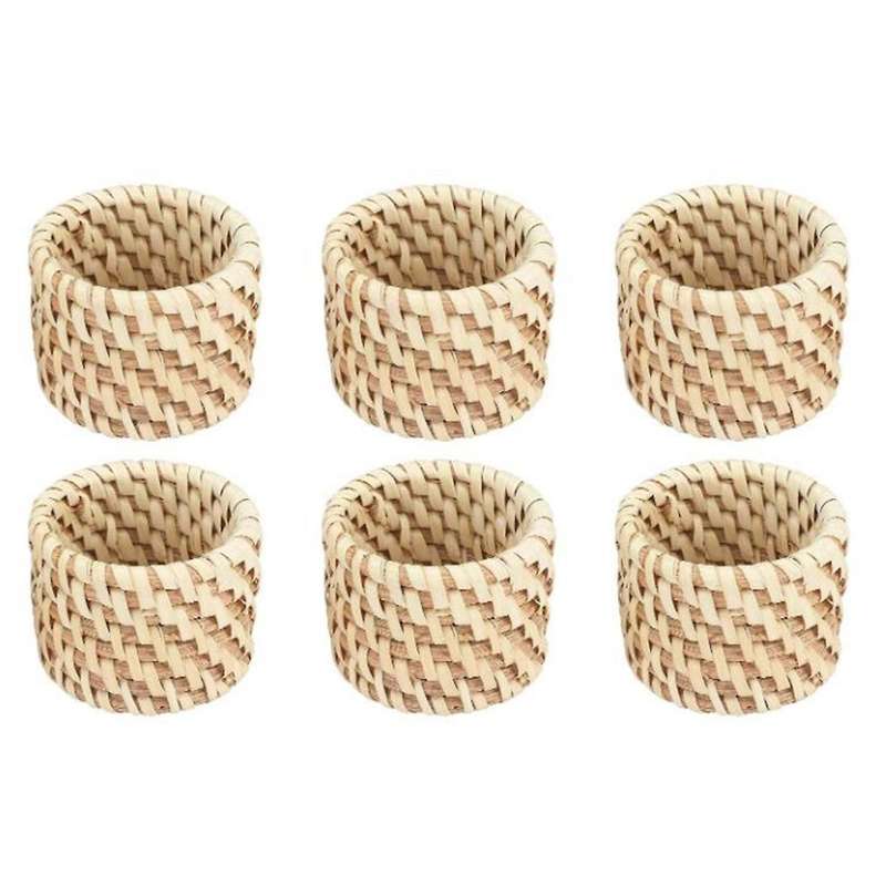 6 Pcs Woven Napkin Rings,Handmade Rattan Napkin Rings,Napkin Buckle Holder Handicraft Wedding Decor