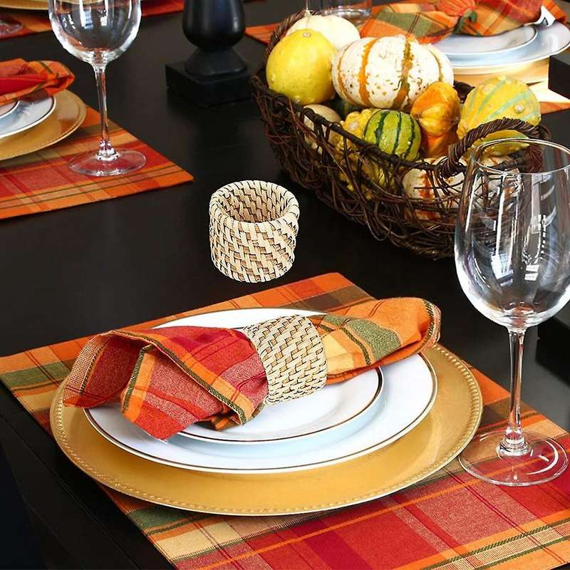 6 Pcs Woven Napkin Rings,Handmade Rattan Napkin Rings,Napkin Buckle Holder Handicraft Wedding Decor