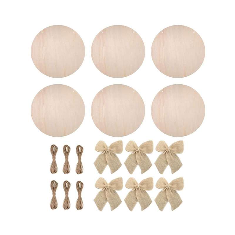 6 Pcs Wood Circles for Crafts Unfinished Wooden Slice Blank Round Wooden Door Hanger Sign Round Wood