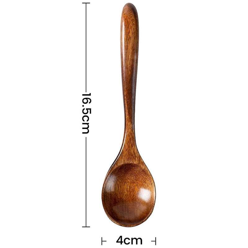 6 Pcs Wooden Spoons, 6.5 Inch Small Wooden Spoons - Perfect for Soup,eating,scooping Jars&canisters