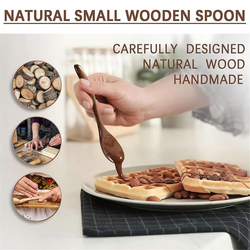 6 Pcs Wooden Spoons, 6.5 Inch Small Wooden Spoons - Perfect for Soup,eating,scooping Jars&canisters