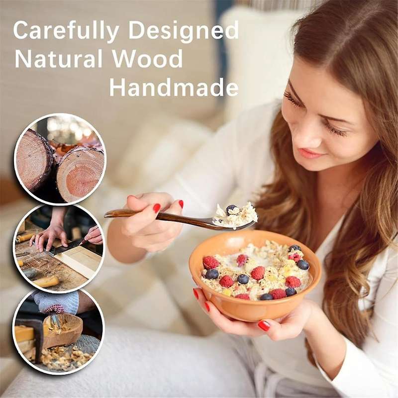 6 Pcs Wooden Spoons, 6.5 Inch Small Wooden Spoons - Perfect for Soup,eating,scooping Jars&canisters