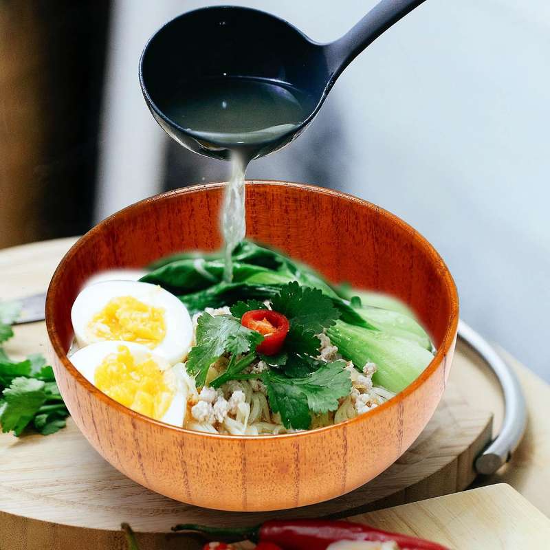 6 Pcs Wood Bowls Serving Tableware for Rice, Soup, Dip, Coffee, Tea, Decoration Wooden Salad Bowl Ki