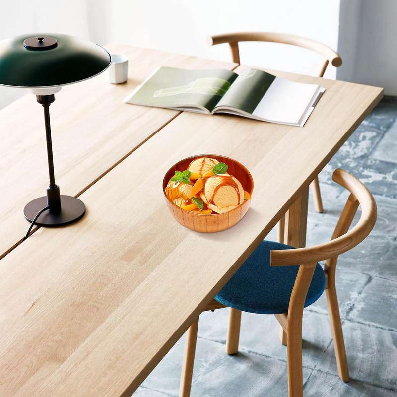 6 Pcs Wood Bowls Serving Tableware for Rice, Soup, Dip, Coffee, Tea, Decoration Wooden Salad Bowl Ki
