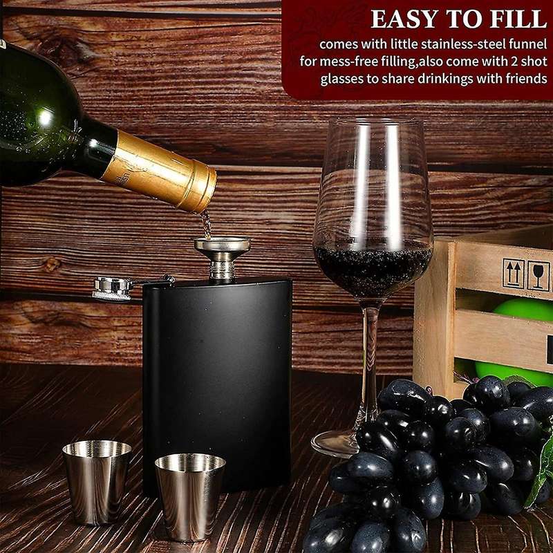 6 Pieces Flasks for Men with Funnels and Shot Cups for Drinking Wine