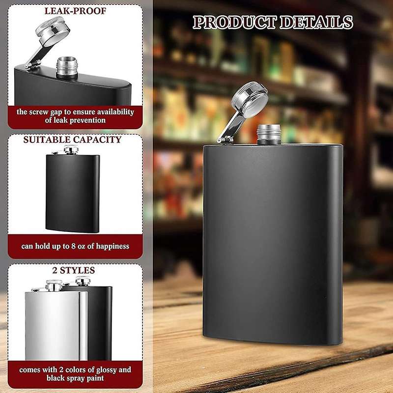 6 Pieces Flasks for Men with Funnels and Shot Cups for Drinking Wine