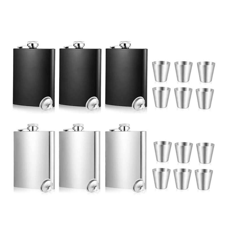 6 Pieces Flasks for Men with Funnels and Shot Cups for Drinking Wine