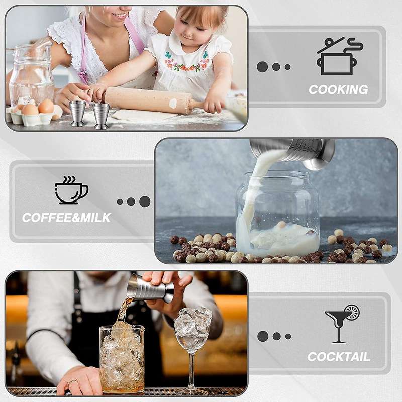 6 Pieces Measuring Cups Stainless Steel Jiggers 2.5 ,75 Ml,5 Tbsp Drink Jiggers for Bartender Baker