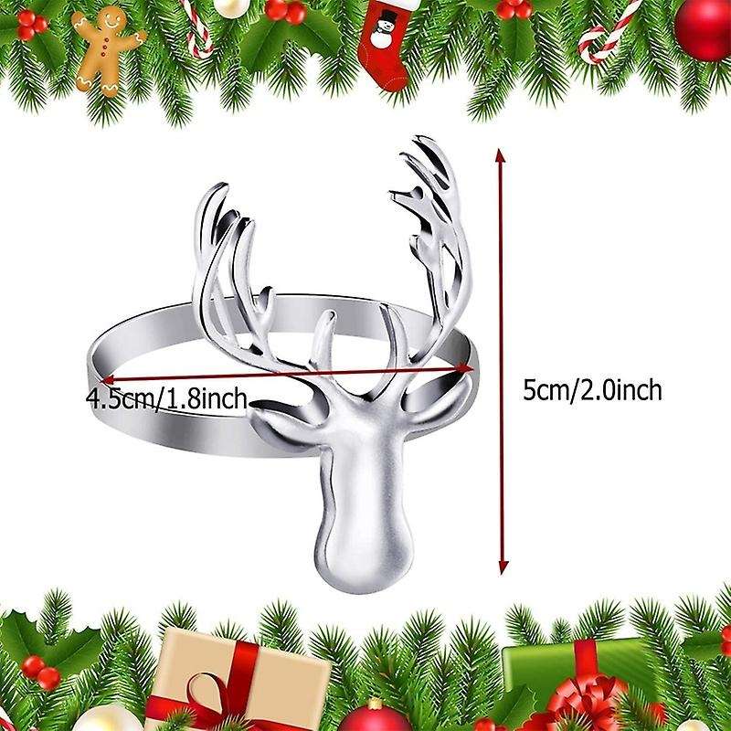 6 Pieces Deer Napkin Rings, Christmas Metal Napkin Ring Holders for Christmas, Wedding, Holiday Par