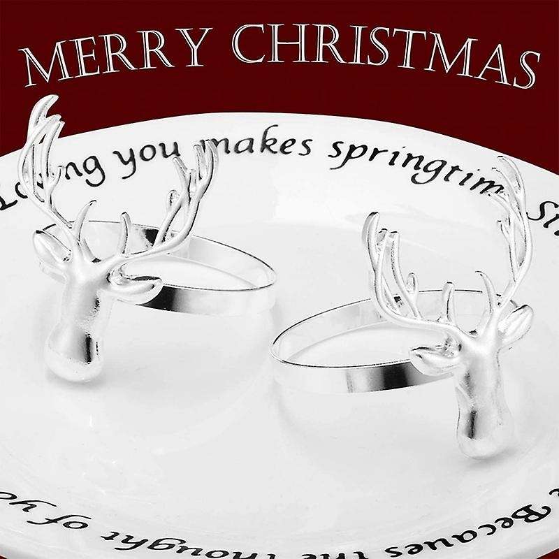 6 Pieces Deer Napkin Rings, Christmas Metal Napkin Ring Holders for Christmas, Wedding, Holiday Par
