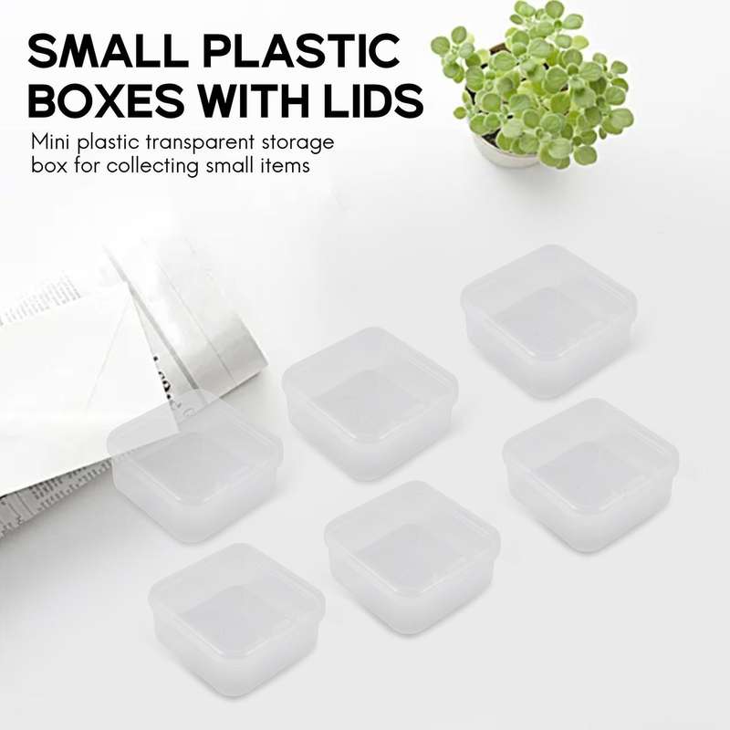 6 Pieces Mini Plastic Clear Storage Box Compatible Collecting Small Items, Beads, Jewelry, Business