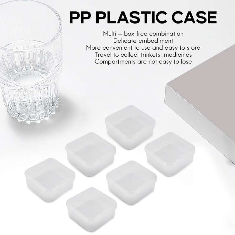 6 Pieces Mini Plastic Clear Storage Box Compatible Collecting Small Items, Beads, Jewelry, Business
