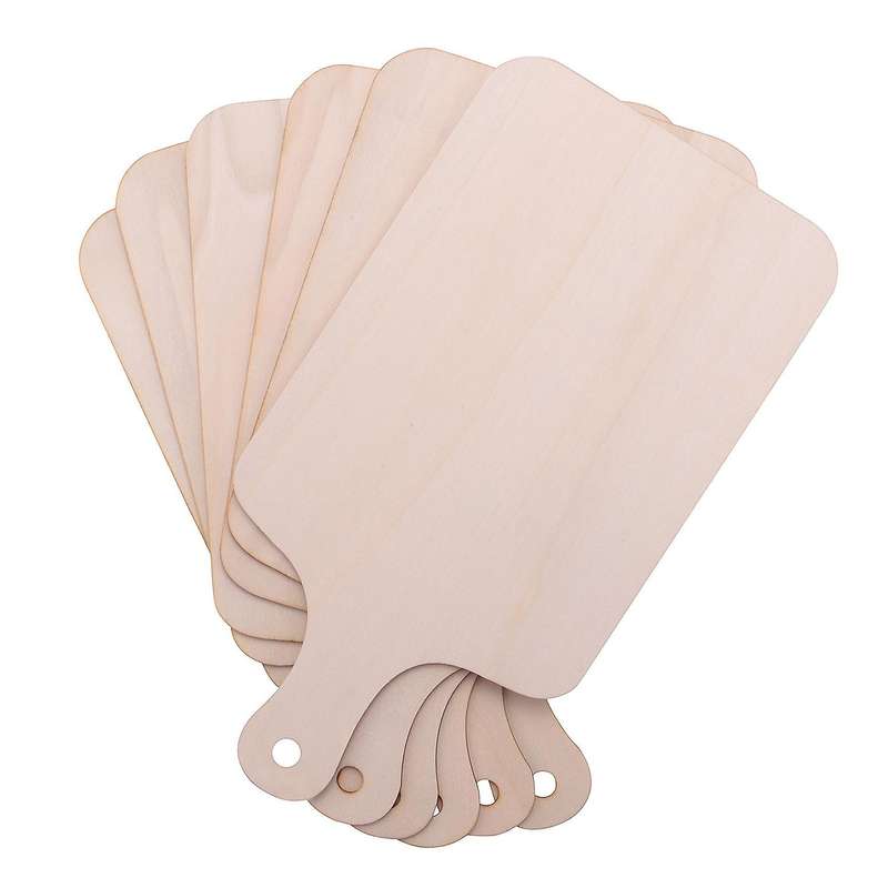6 Pieces Christmas Mini Wooden Cutting Board with Handle Unfinished Wood Paddle Chopping Board Tray