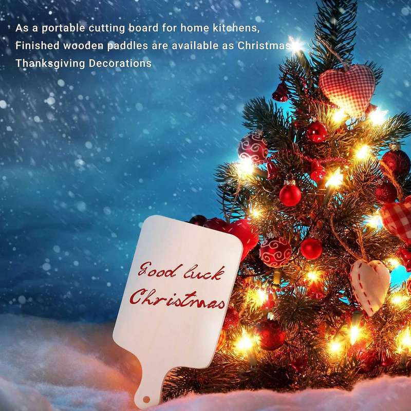 6 Pieces Christmas Mini Wooden Cutting Board with Handle Unfinished Wood Paddle Chopping Board Tray