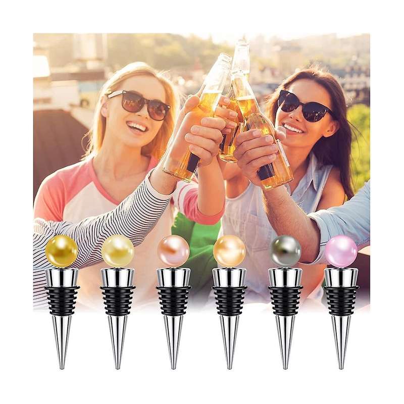6 Pieces Metal Bottle Stopper Blank Zinc Alloy Wine Bottle Stopper Kit Reusable Wine Saver Corks Bo