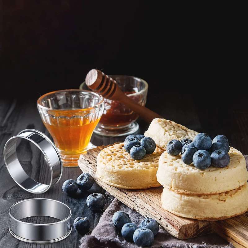 6 Pieces Muffin Tart Rings Double Rolled Tart Ring Stainless Steel Muffin Rings Metal Round Ring Mol