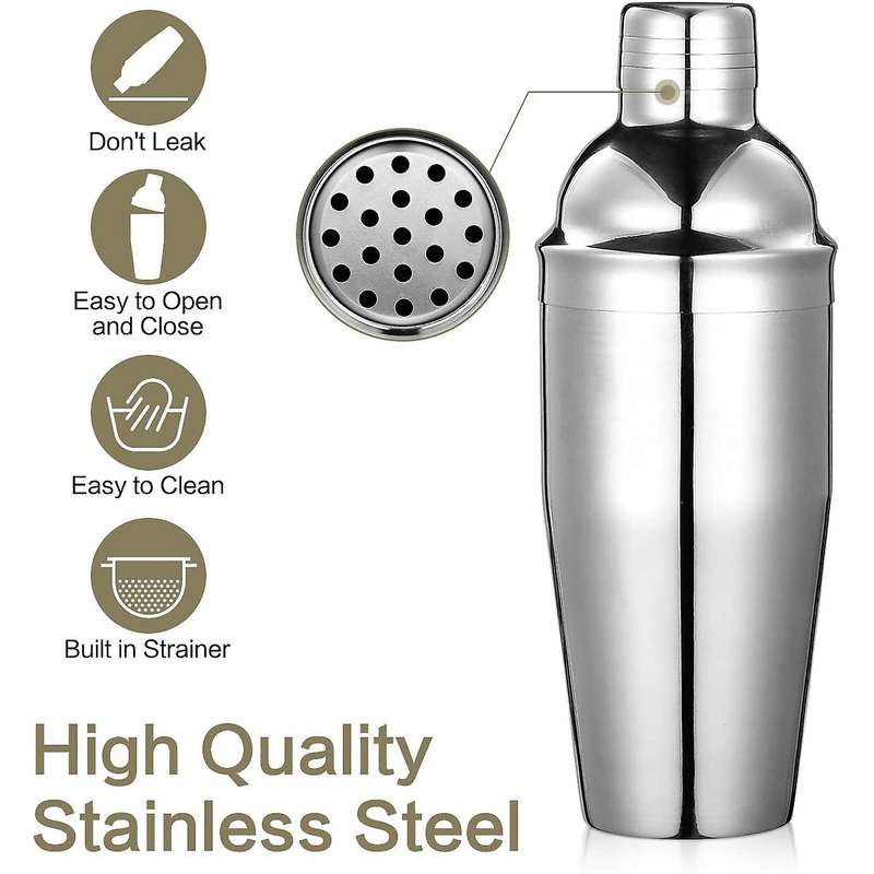6 Pieces/set Cocktail Shaker, 25 Oz Martini Shaker, Stainless Steel Drink Shaker, Bar Set, Bartende
