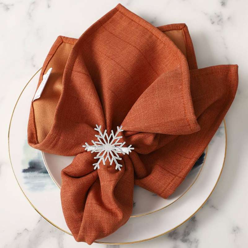 6 Pieces Snowflake Napkin Rings Christmas Snowflake Napkin Holder Rings for Christmas Holiday Table