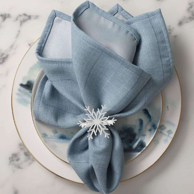 6 Pieces Snowflake Napkin Rings Christmas Snowflake Napkin Holder Rings for Christmas Holiday Table