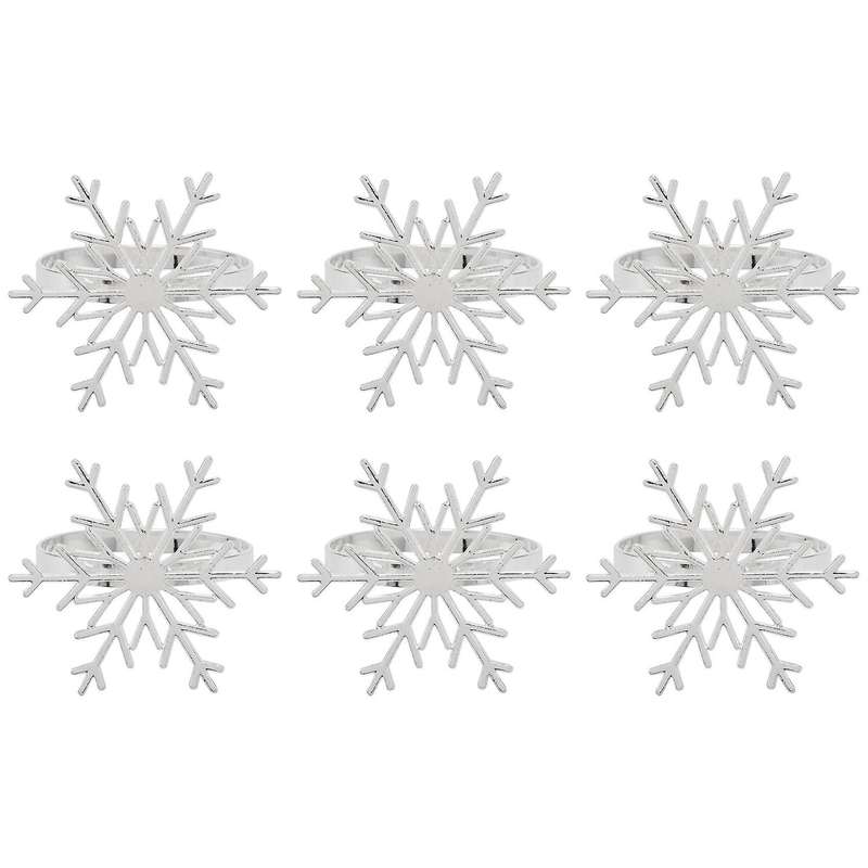 6 Pieces Snowflake Napkin Rings Christmas Snowflake Napkin Holder Rings for Christmas Holiday Table